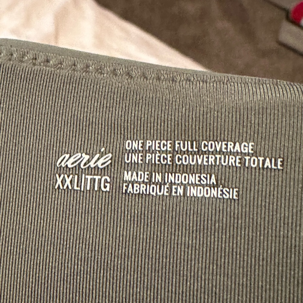 Aerie One Piece Full Coverage Wrap Swimsuit Color Olive Green Size XXL - Picture 3 of 5